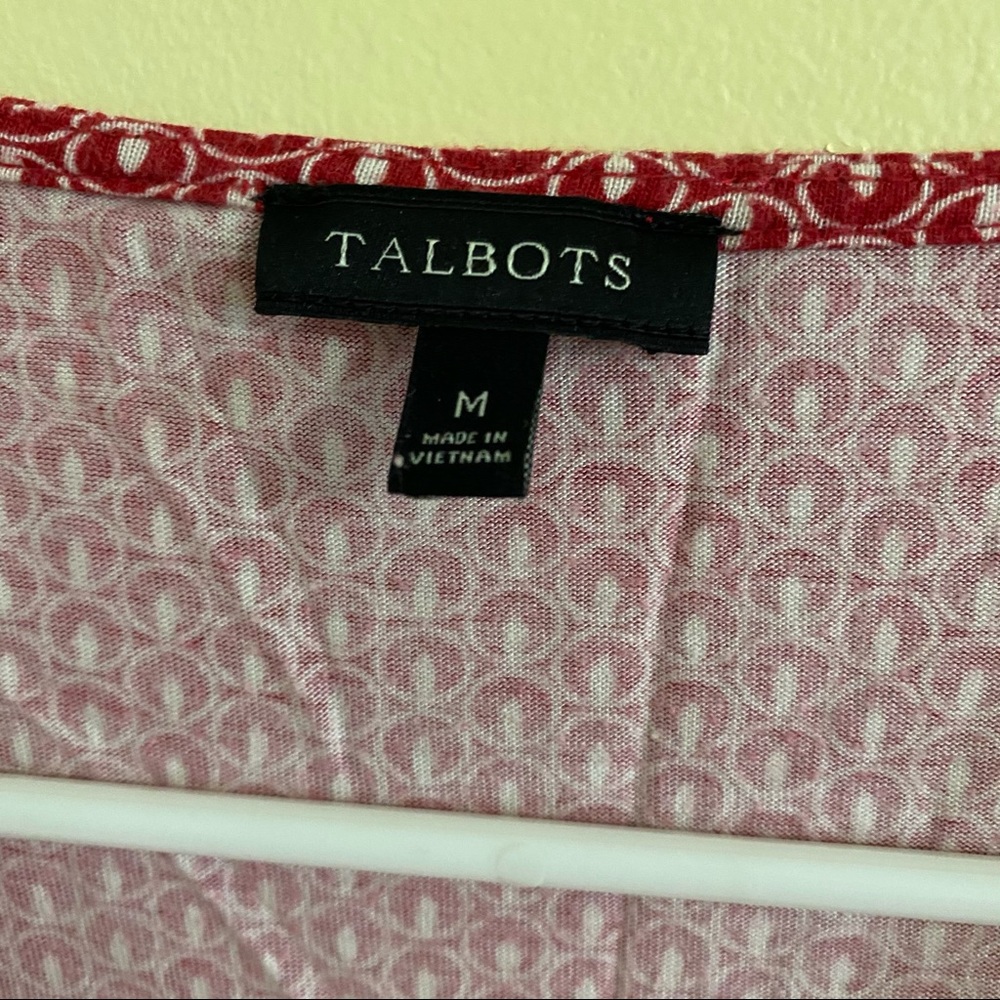 Talbots Red Wrap Top Geometric Print Size M - image 3